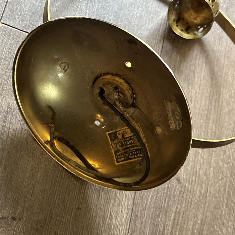 Vintage Brass Tone Moe Light Ceiling Fixture Union Made USA Flush Mount 9.5 in - Picture 7 of 9